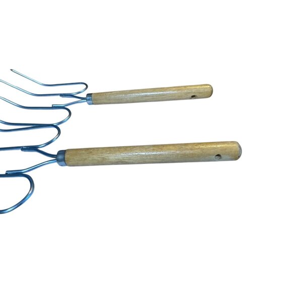 2 Vintage Wooden Handle Metal Forks For Crafting & Culinary Use Meat - Picture 7 of 7